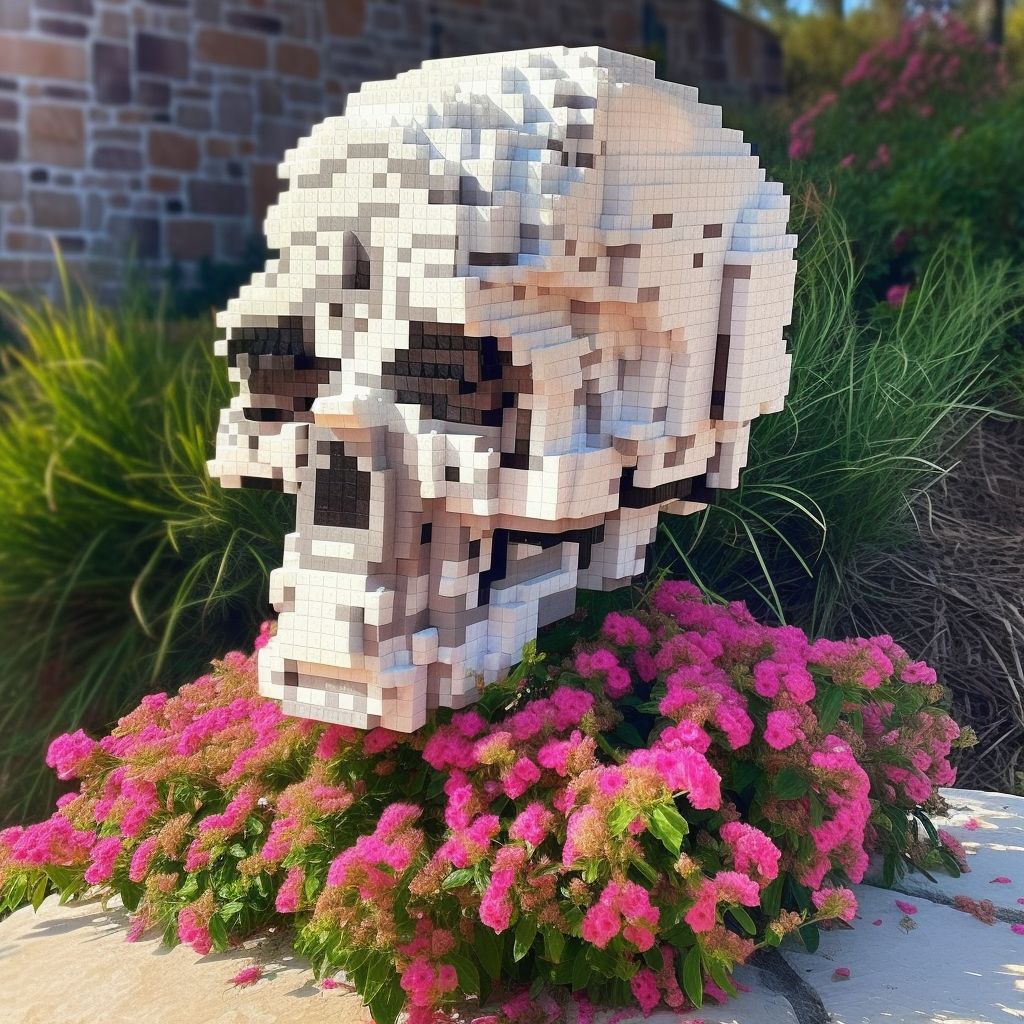 Llbbl a minecraft skull surrounded by pink crape myrtle flowers c5df60b9 9142 4e1e bc25 9cb7cbbfbdd5